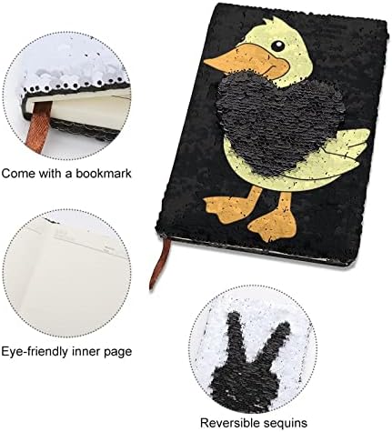 Sárga Kacsa Vicces Sequin Notebook Fordított Flip Sequin Napló Napló Könyv Utazási Irodai Kellékek