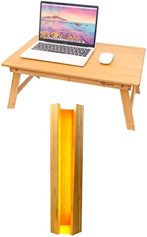[Csomag] Laptop Kör Asztal, Bambusz Közvetett Világítás Éjjeli Lámpa