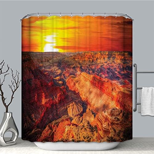 GRETIFY Természet Vízálló Szövet Zuhanyzó Függöny, Egyedi Grand Canyon színhatást Naplemente Narancssárga Modern Zuhanyzó