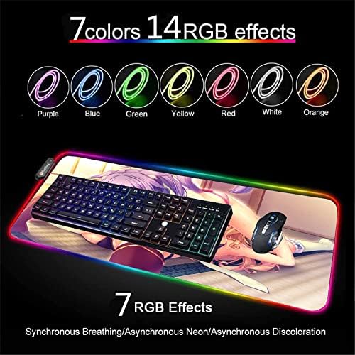 Szexi Anime Lány Nagy RGB Gaming Mouse Pad LED Gamer Mat 14 Elkápráztatni a Színek, a Számítógép PC-Mat Szexi Hátsóját Mellek Mellkas a 39,37
