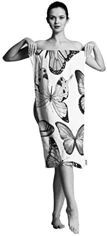 oFloral Szürke Pillangók kéztörlő Pamut Törülköző,Elegáns fekete-Fehér Jellegű Kényelmes, Szuper-Nedvszívó, Puha Törülköző Beach