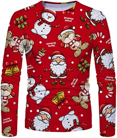 XZHDD Karácsonyi Katona Long Sleeve T-shirt Férfi ruházat, Karácsonyi Rénszarvas Fa Nyomtatott Edzés Izom Atlétika Fél Tee Maximum