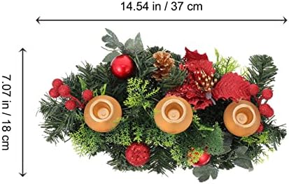 Karácsony Adventi Gyertya Tartót Koszorú: 22cm Mesterséges fenyőtoboz Berry Koszorú Gyűrű 3 Fogadalmi Gyertya Tealight Kupa Karácsonyi