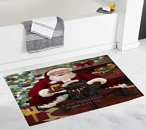 Mikulás Karácsonyi Meglepetés Affenpinscher Kutya Szőnyeg - Anti-Slip Pet Szőnyeg - Puha, Nedvszívó Plüss Háziállat Portré Egyedi Fürdőszoba