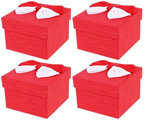DOITOOL 4DB Négyzet Candy Doboz Gyönyörű Édesség Ajándék Csomagolás Papír Tároló Doboz Doboz Esküvő Party Fesztivál (Piros) -