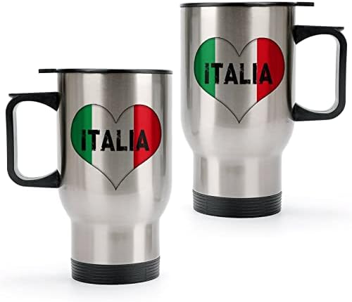 Imádom Olaszországot Szíve 14 Oz Utazási Bögre Rozsdamentes Acél Vákuum Szigetelt Csésze Fedő