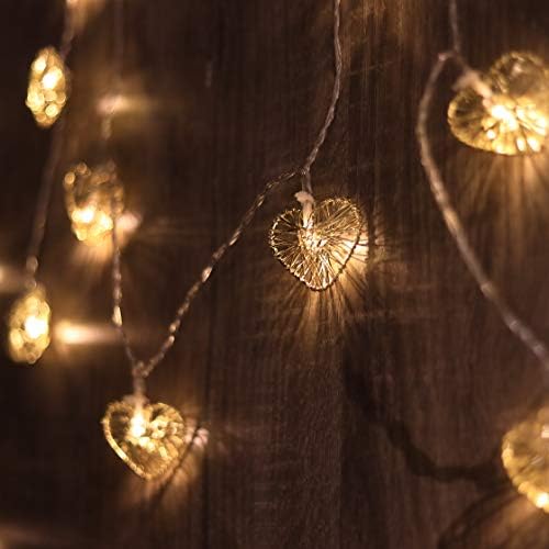 CozyHome – 5,5 YD arany szív string fények plug távoli működtetett | valentin-nap fények string | valentin fények, díszek | tündér,