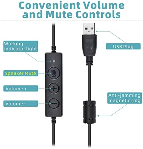 Suifdu USB Fülhallgató Mikrofon, Fülhallgató Mikrofon zajszűrő, PC Headset Vezetékes,USB-Audio Cabler, Vezetékes Vezérlés, Üzleti Találkozók,