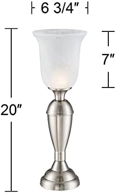 360 Világítás Hagyományos Glam Akcentussal asztali Lámpa 20 Magas matt Nikkel Ezüst Uplight Fehér Üveg Árnyékban Érintse meg Le Nappali Hálószobás